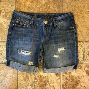 LC Lauren Conrad Women's Blue Denim Shorts with Stud Detail at Pocket